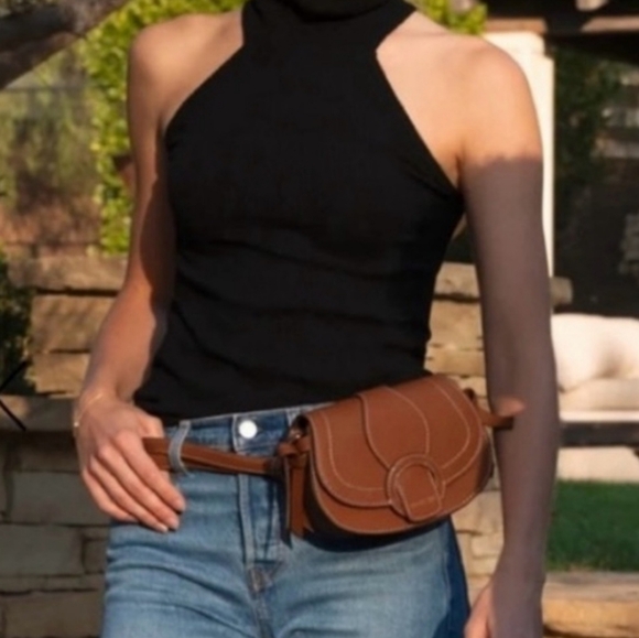 NWT Rachel Zoe Edessi Crossbody Belt Bag Convertible Purse Vegan Leather Brown - Picture 3 of 11